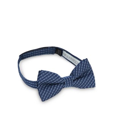Designer boy's navy mini jacquard squares bow tie